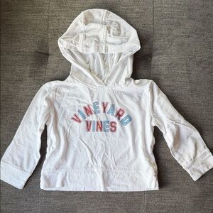 Vineyard Vines Girl’s Glitter Hoodie Shirt in White Cap